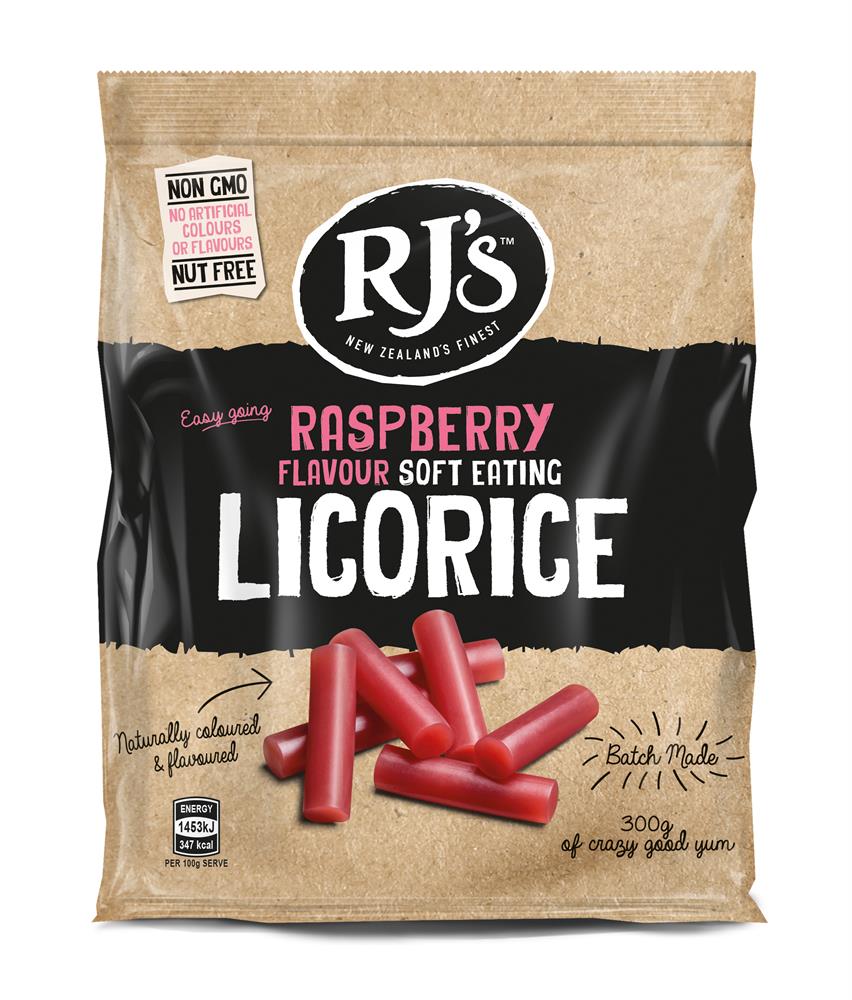 RJ's Raspberry Soft Eating Licorice 300g