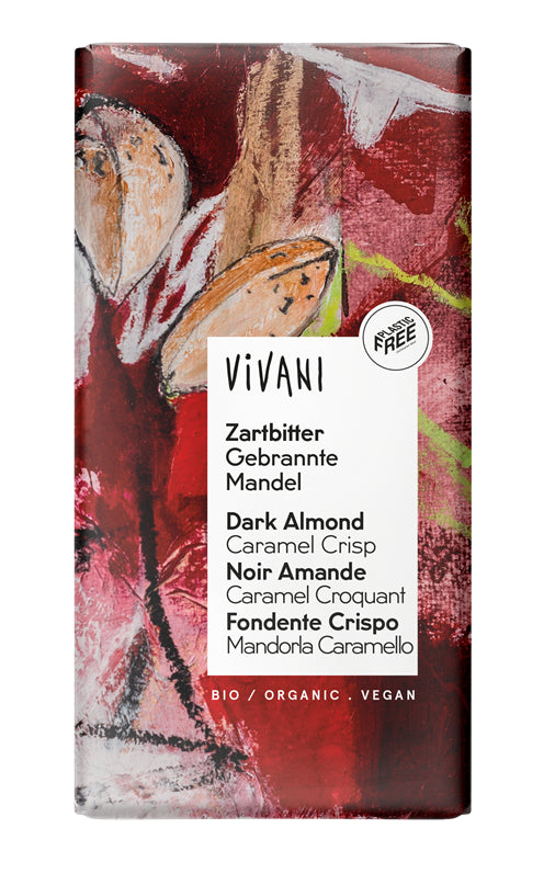 Vivani Organic Dark Almond Caramel Crisp Chocolate 80g - Pack of 5