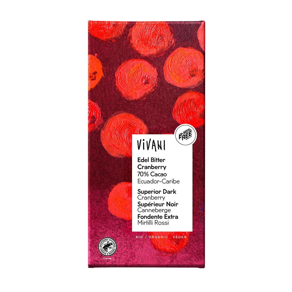 Vivani Organic Superior Dark Cranberry Chocolate 100g - Pack of 5