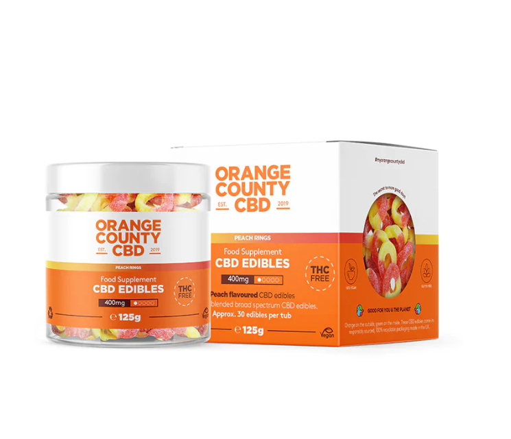 Orange County CBD Fizzy Peach Rings - 400mg