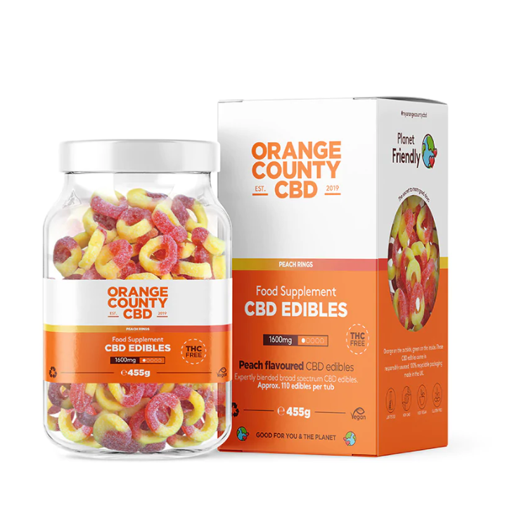 Orange County CBD Fizzy Peach Rings - 3200mg