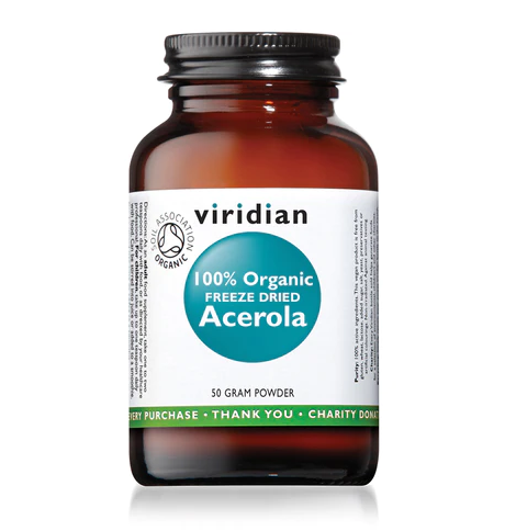 Viridian 100% Organic Acerola Vitamin C Powder 50g
