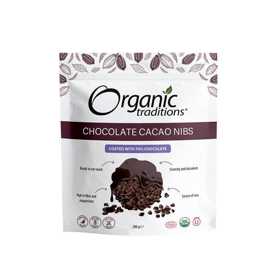 Organic Traditions Coated Chocolate Cacao Nibs 200g