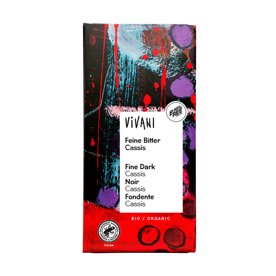 Vivani Organic Fine Dark Cassis Chocolate 100g - Pack of 5