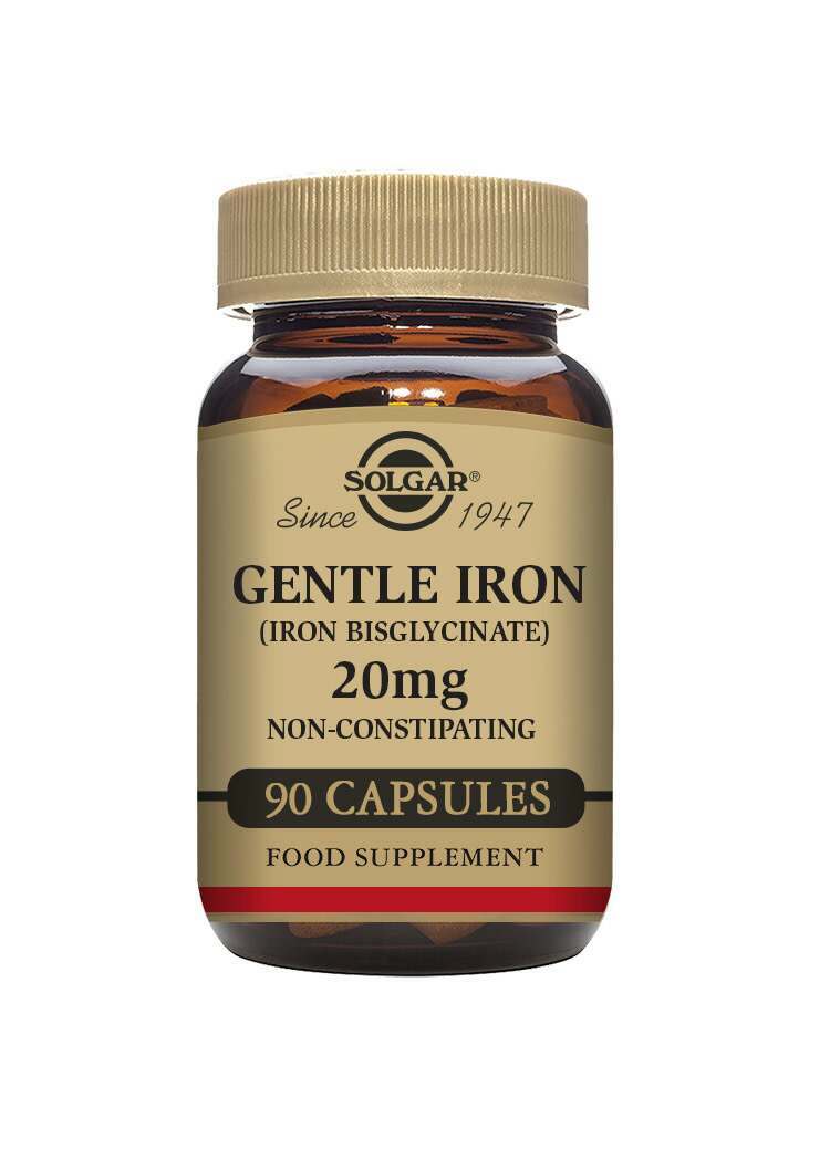 Solgar Gentle Iron (Iron Bisglycinate) 20 mg Vegetable Capsules - Pack of 90