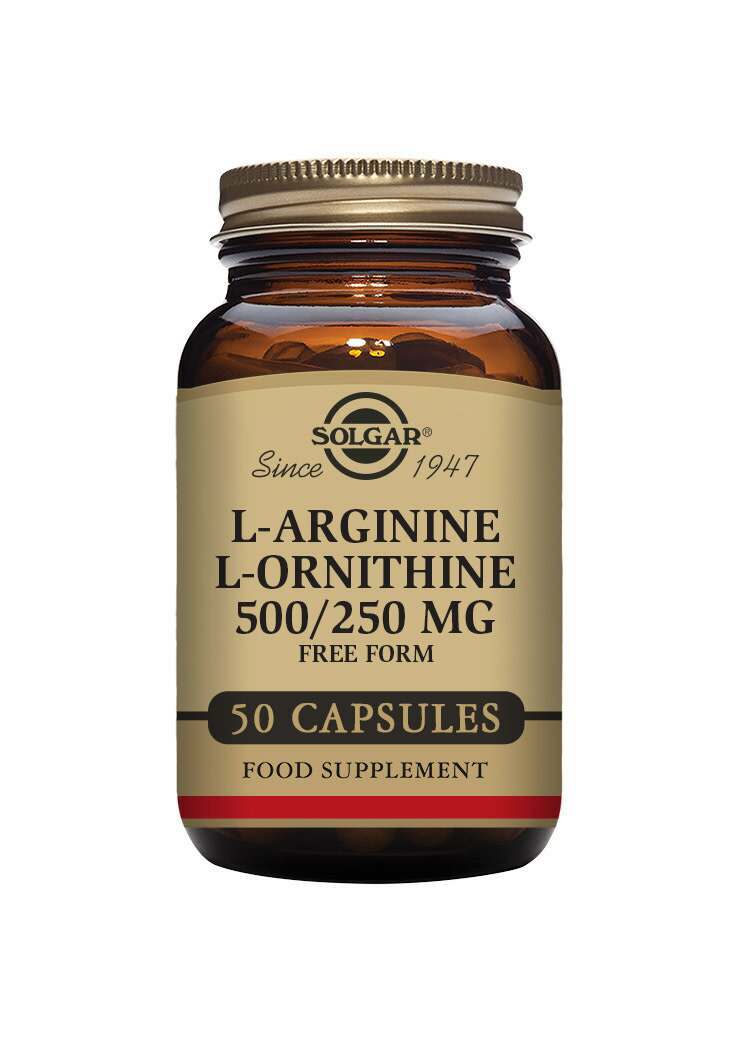 Solgar L-Arginine 500 mg / L-Ornithine 250 mg Vegetable Capsules - Pack of 50