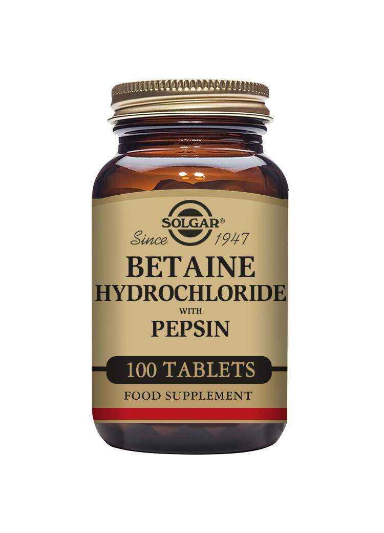 Solgar Betaine Hydrochloride with Pepsin Tablets - Pack of 100