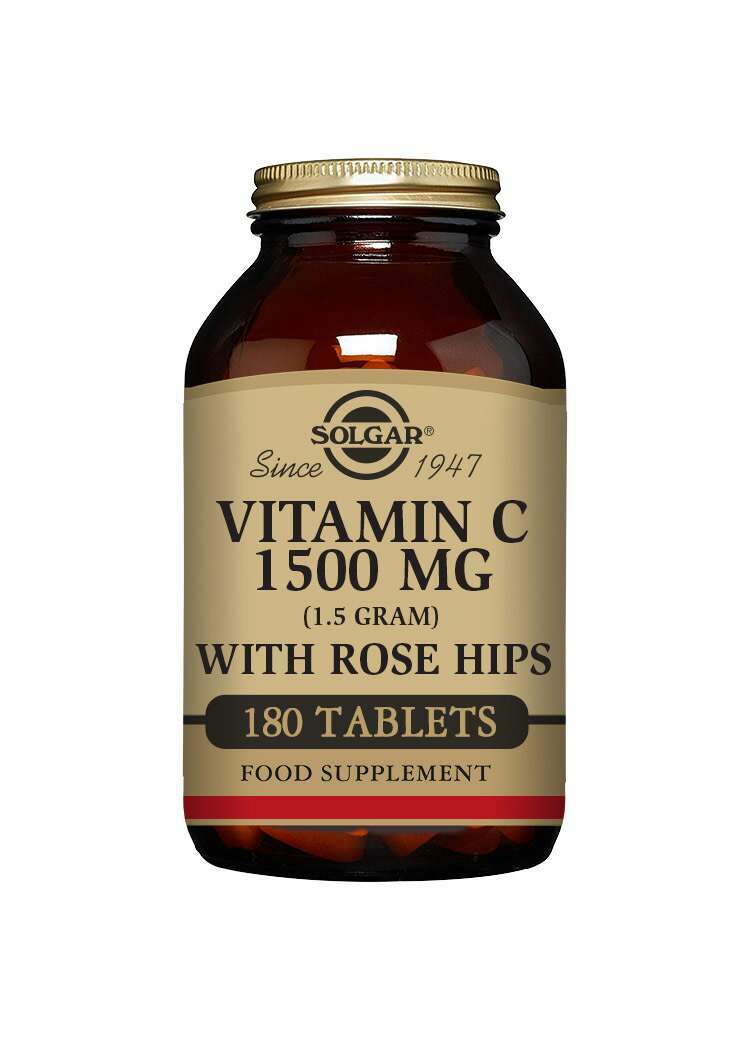 Solgar Vitamin C 1500 mg (1.5 grams) with Rose Hips 180 Tablets