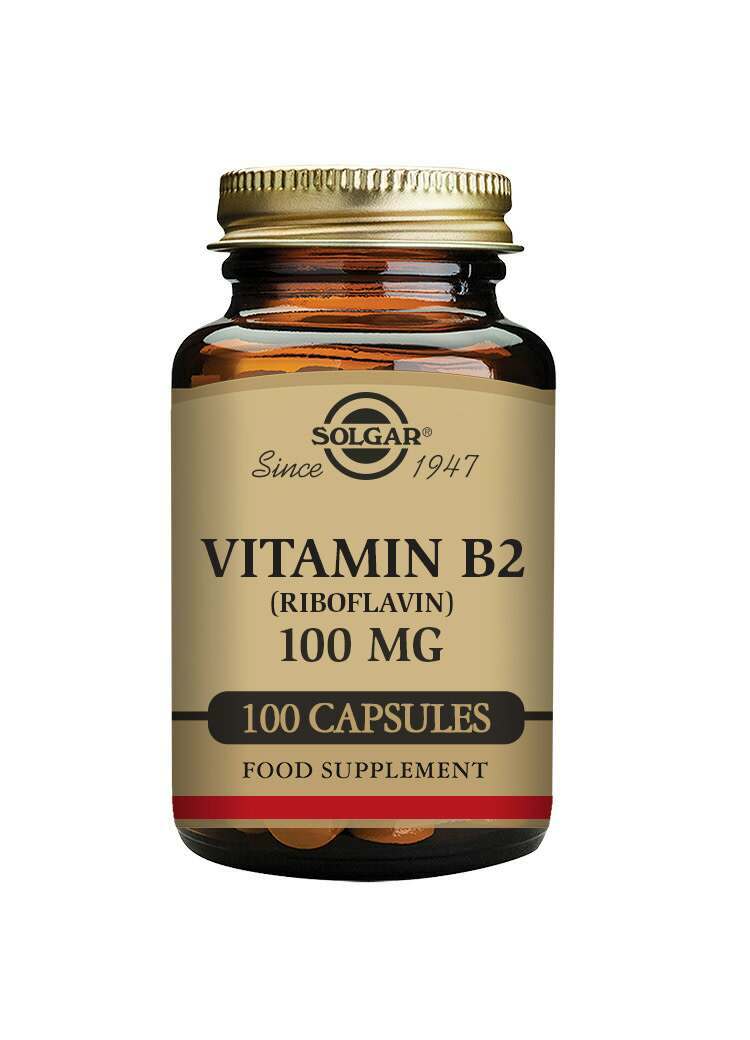Solgar Vitamin B2 (Riboflavin) 100 mg Vegetable Capsules - Pack of 100