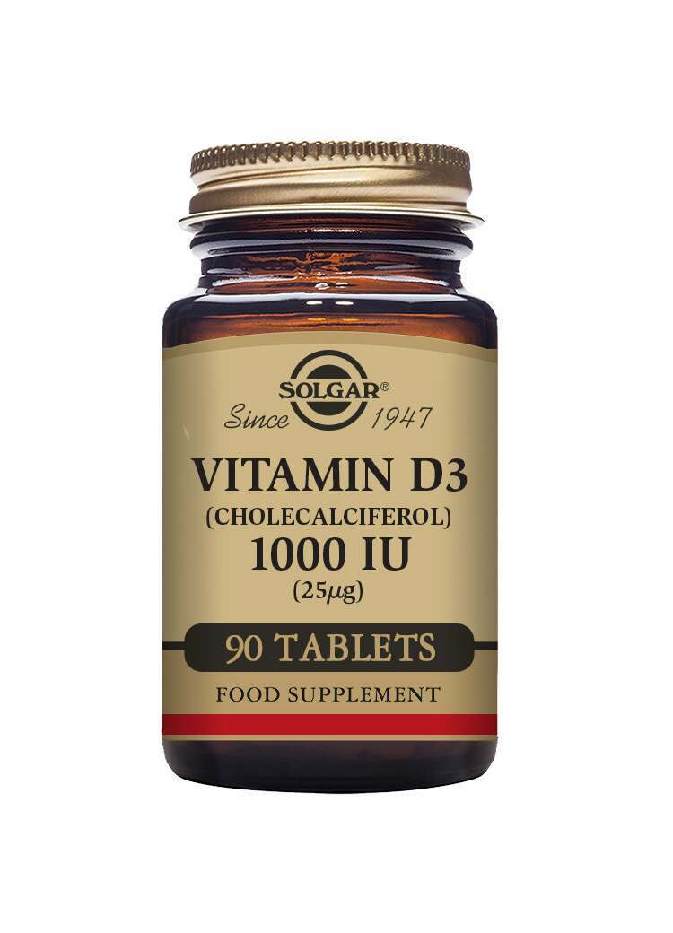 Solgar Vitamin D3 (Cholecalciferol) 1000 IU (25 Âµg) Tablets - Pack of 90