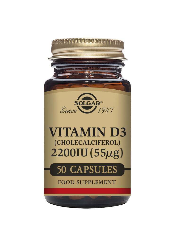 Solgar Vitamin D3 (Cholecalciferol) 2200 IU (55 Âµg) Vegetable Capsules - Pack of 50