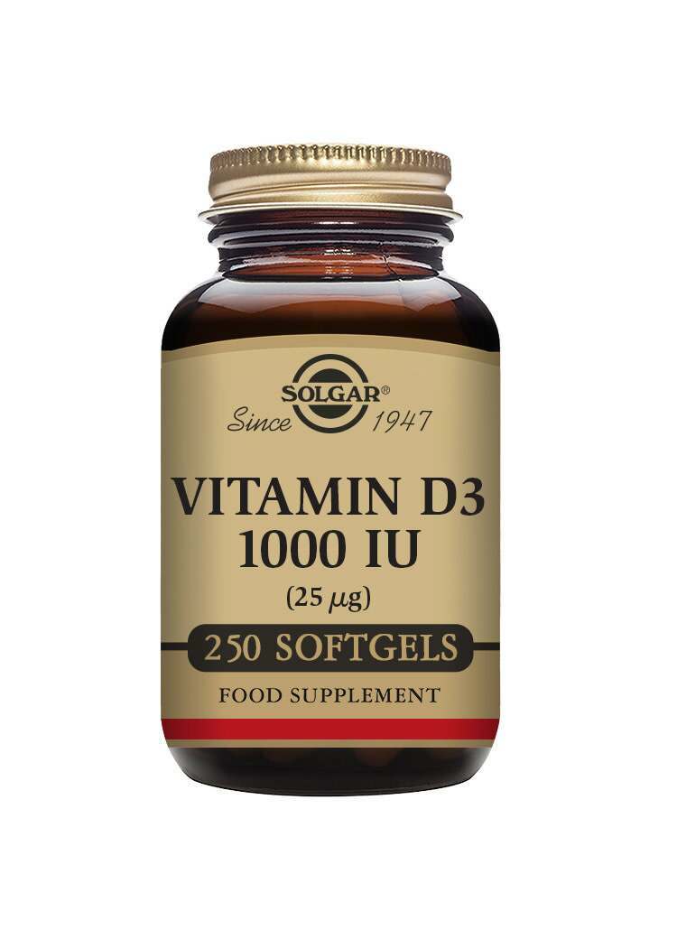 Solgar Vitamin D3 1000 IU (25 Âµg) Softgels - Pack of 250