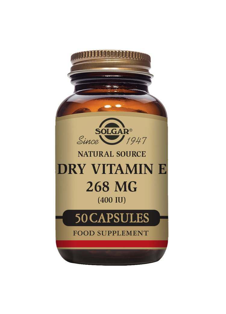 Solgar Natural Source Dry Vitamin E 268 mg (400 IU) Vegetable Capsules - Pack of 50