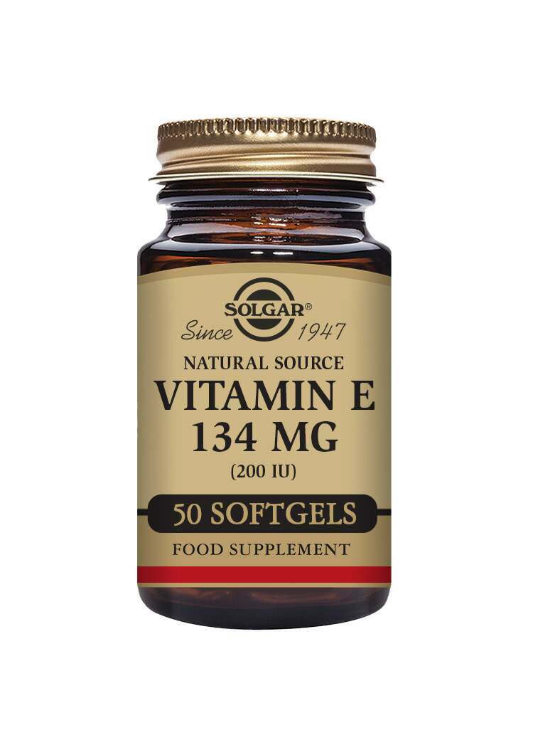 Solgar Natural Source Vitamin E 134 mg (200 IU) Vegetable Softgels - Pack of 50