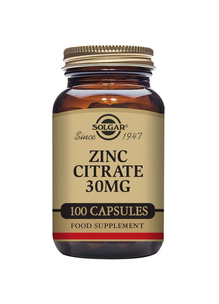 Solgar Zinc Citrate 30 mg Vegetable 100 Capsules