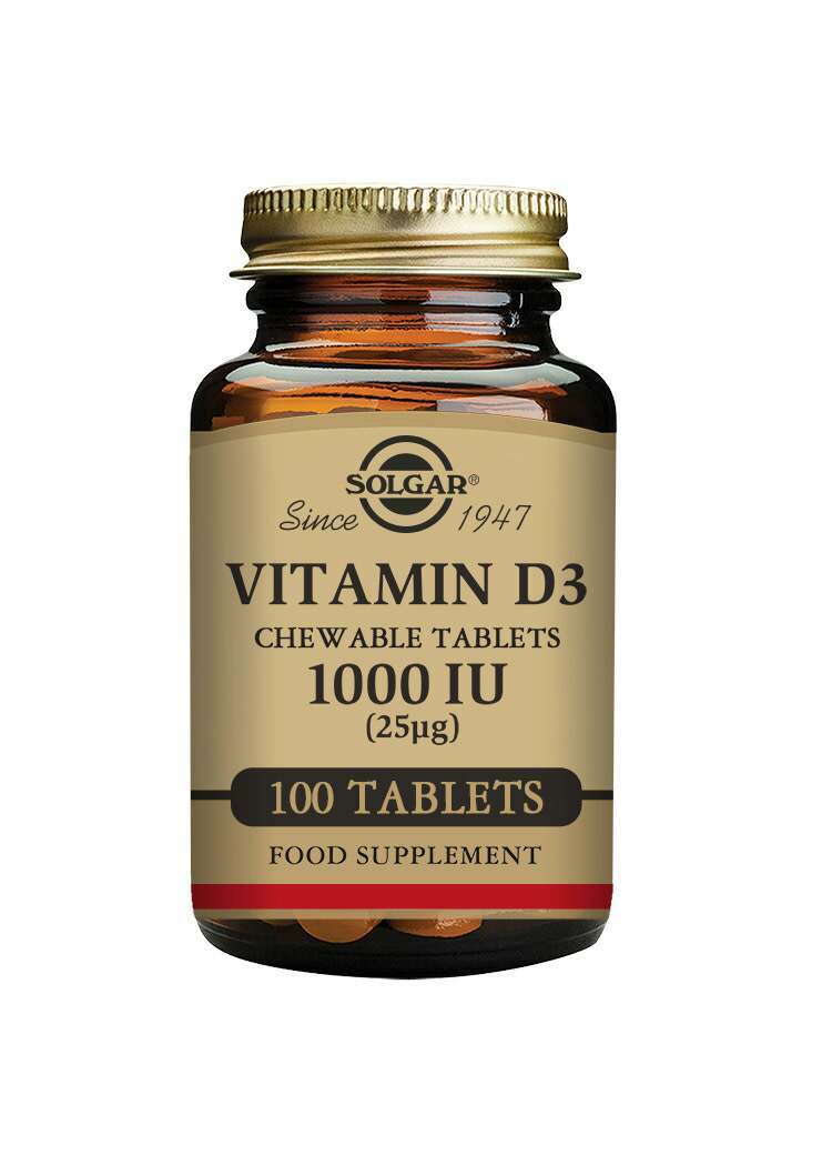 Solgar Vitamin D3 1000 IU (25 Âµg) Chewable Tablets - Pack of 100