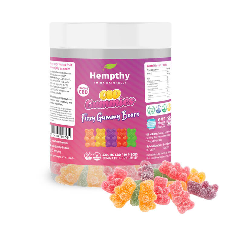 Hempthy CBD Gummies Fizzy Gummy Bears 1200mg 40pcs