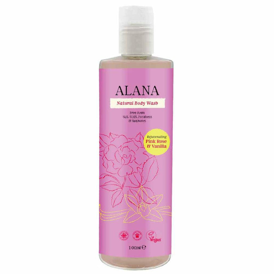 Rose & Vanilla Natural Body Wash 100ml Convenience/Travel Bottle