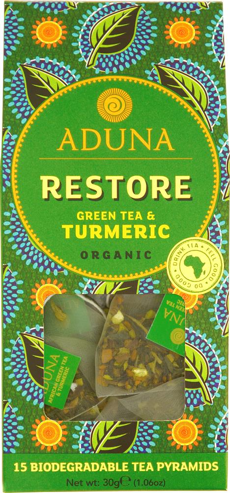 FREE Aduna Restore Super-Tea - Green Tea & Turmeric 15 Pyramids