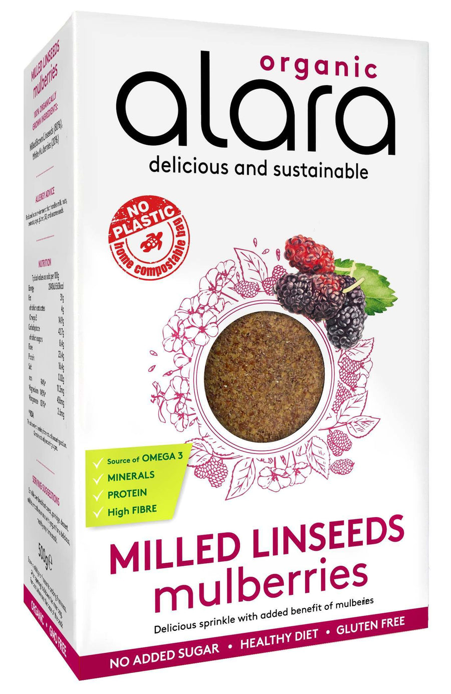 Alara Organic Milled Linseeds & Mulberries 500g
