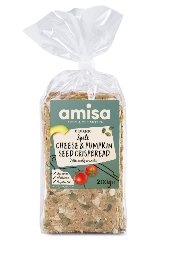 Amisa Organic Spelt Cheese & Pumpkin Seed Crispbread 200g
