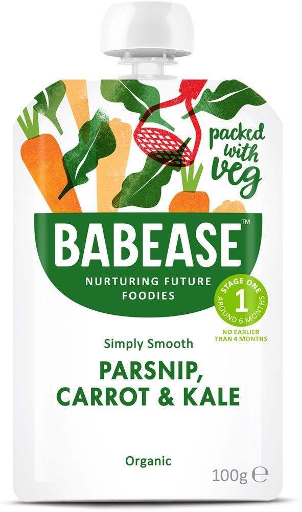 Babease Organic Parsnip, Carrot & Kale 100g - Stage 1 - Box of 8
