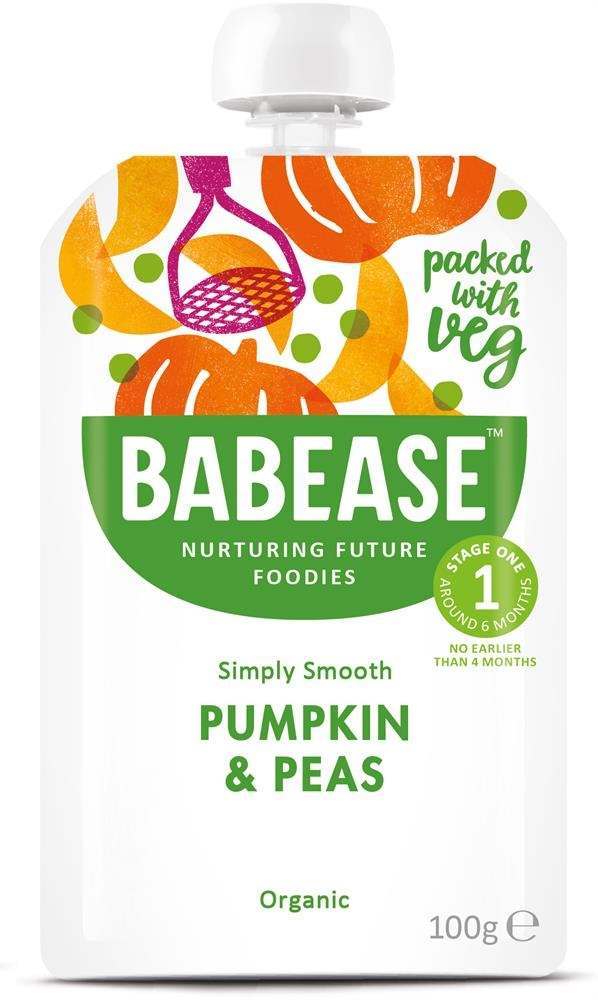 Babease Organic Pumpkin & Pea 100g - Stage 1 - Box of 8