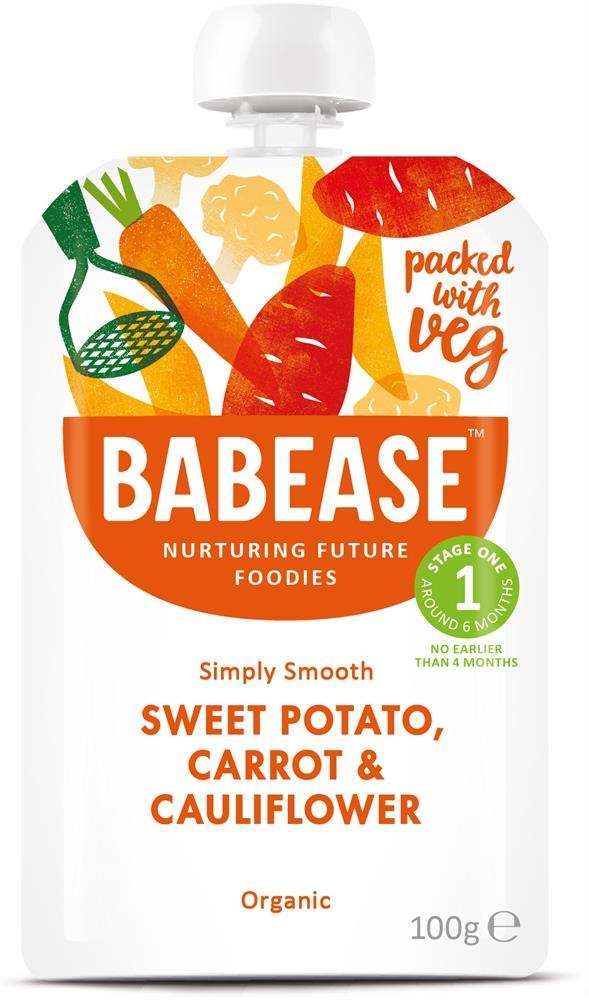 Babease Organic Sweet Potato, Carrot & Cauliflower 100g - Stage 1 - Box of 8