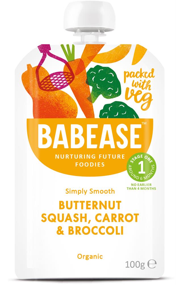 Babease Organic Butternut Squash, Carrot & Broccoli 100g - Stage 1 - Box of 8
