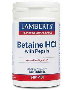 Lamberts Betaine HCl 324mg/Pepsin 5mg 180 Tablets