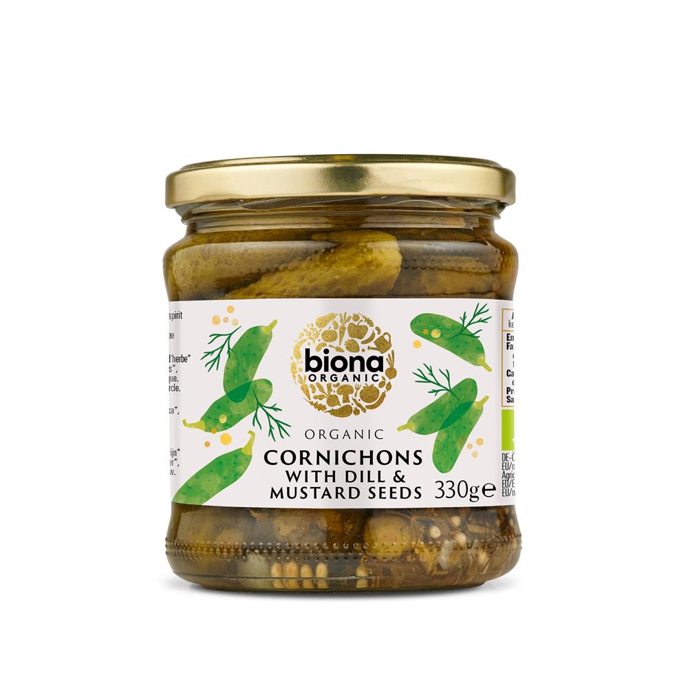Biona Organic Cornichons With Dill & Mustard Seeds 330g