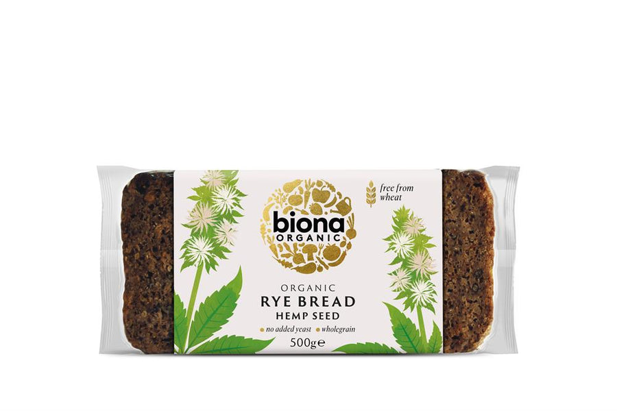 Biona Organic Rye & Hemp Seed Bread 500g - Pack of 2