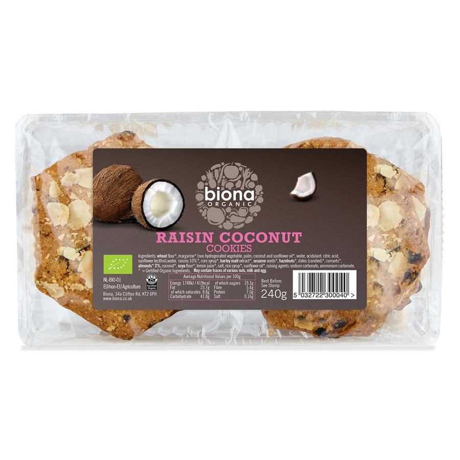 Biona Organic Raisin & Coconut Cookies 240g