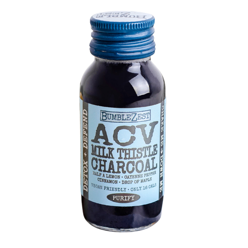 Bumblezest Detox & Defend ACV, Charcoal & Milk Thistle Shot 60ml - 4 Bottles