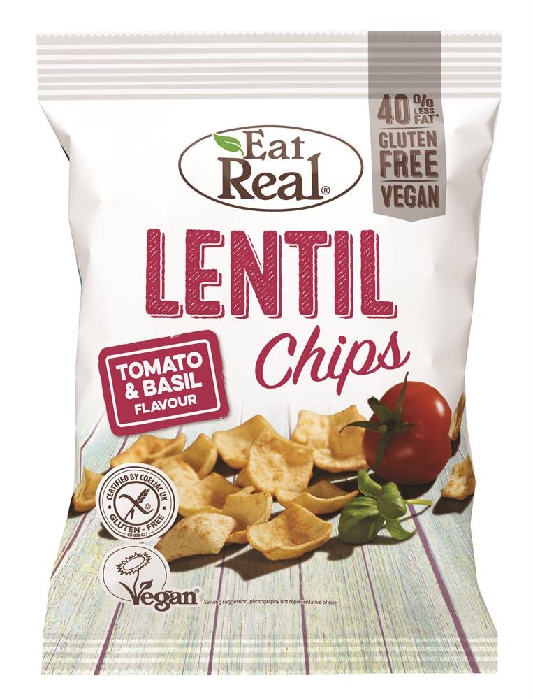 Eat Real Lentil Tomato & Basil Chips 113g - Pack of 5