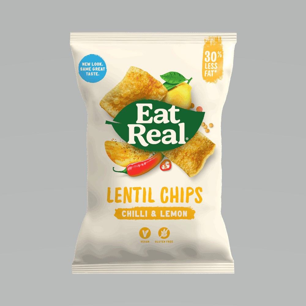 Eat Real Lentil Chilli & Lemon Chips 40g - Pack of 6