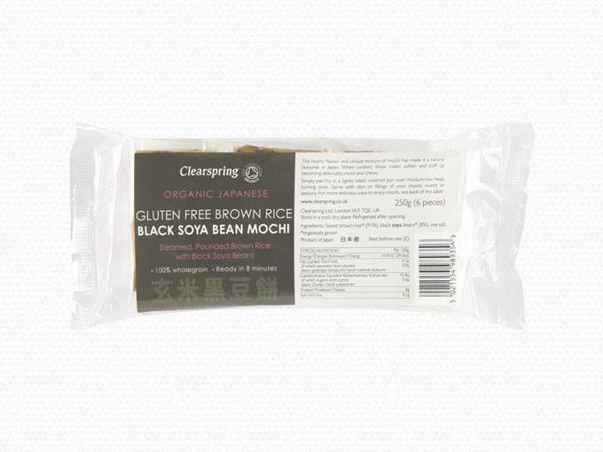 Clearspring Organic Japanese Gluten Free Brown Rice with Black Soya Bean Mochi 250g