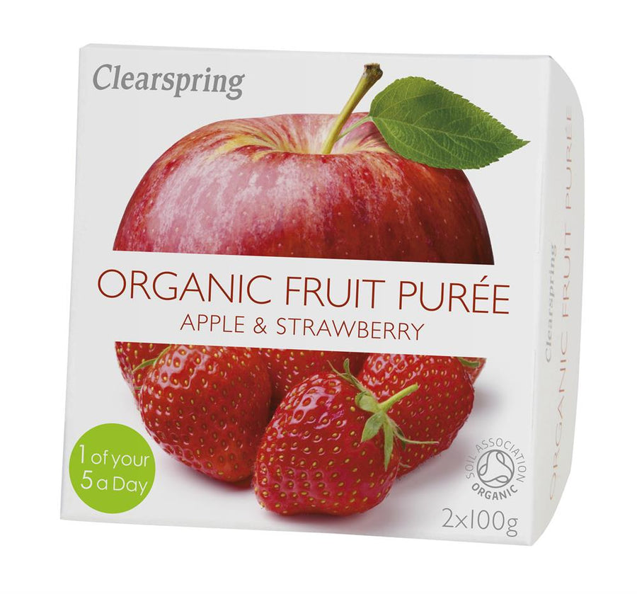 Clearspring Organic Fruit PurÃ©e Apple & Strawberry 2 x 100g