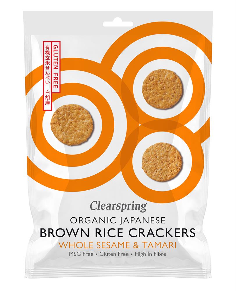 Clearspring Organic Japanese Brown Rice Whole Sesame Crackers 40g