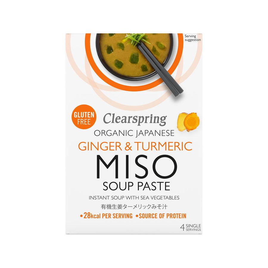 Clearspring Organic Instant Miso Soup Paste - Ginger & Turmeric - 4 Sachets