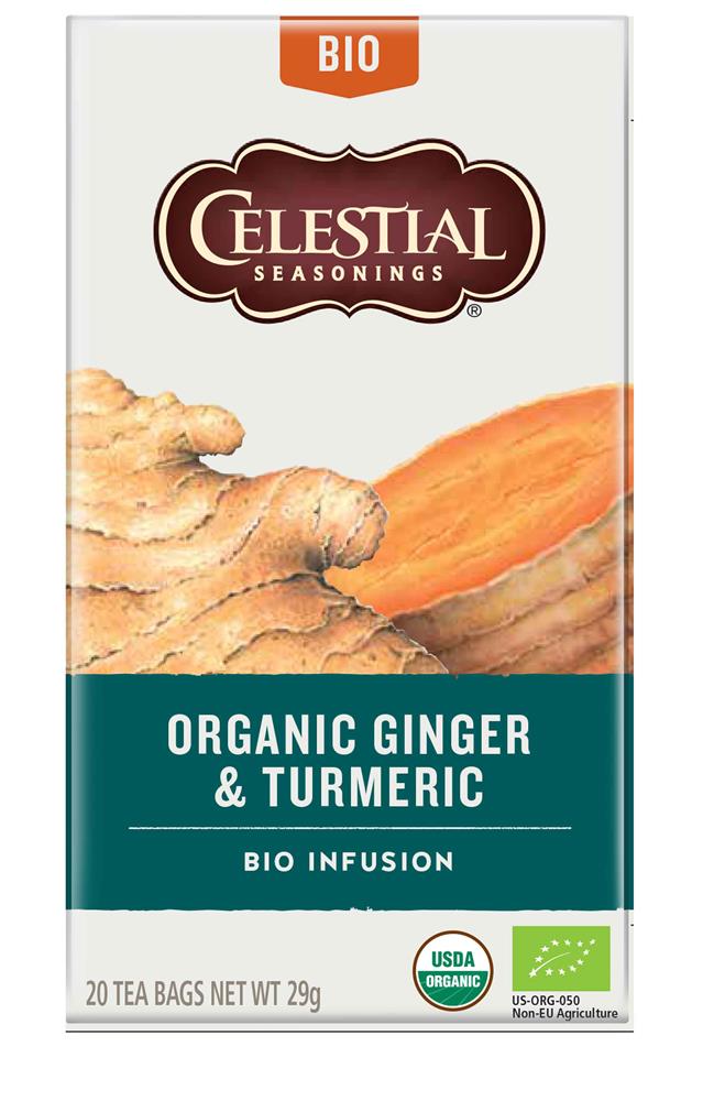 Celestial Seasonings Organic Ginger & Turmeric Herbal Tea 20 Bags