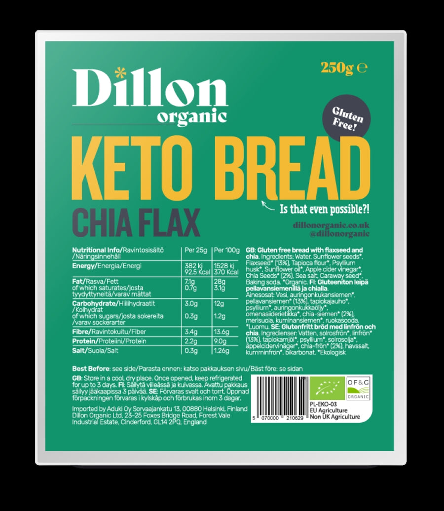 Dillon Organic Chia Flax Keto Bread 250g