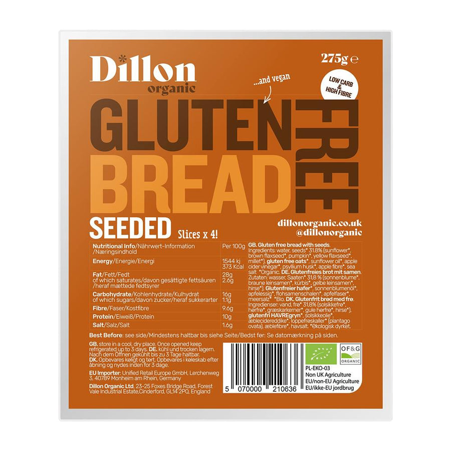 Dillon Organic Gluten Free Seeded Bread 275g