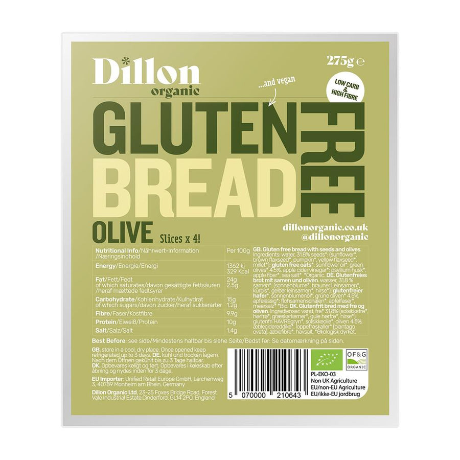 Dillon Organic Gluten Free Olive Bread 275g
