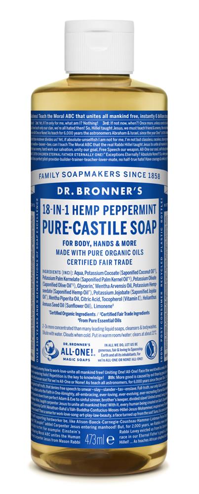 Dr Bronner's Peppermint Castile Liquid Soap 473ml
