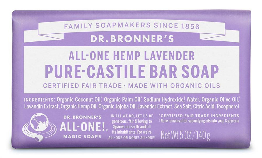 Dr Bronner's Organic Lavender Soap Bar 140g