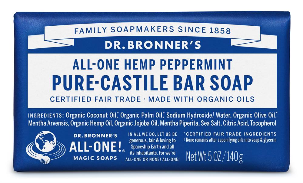 Dr Bronner's Organic Peppermint Soap Bar 140g