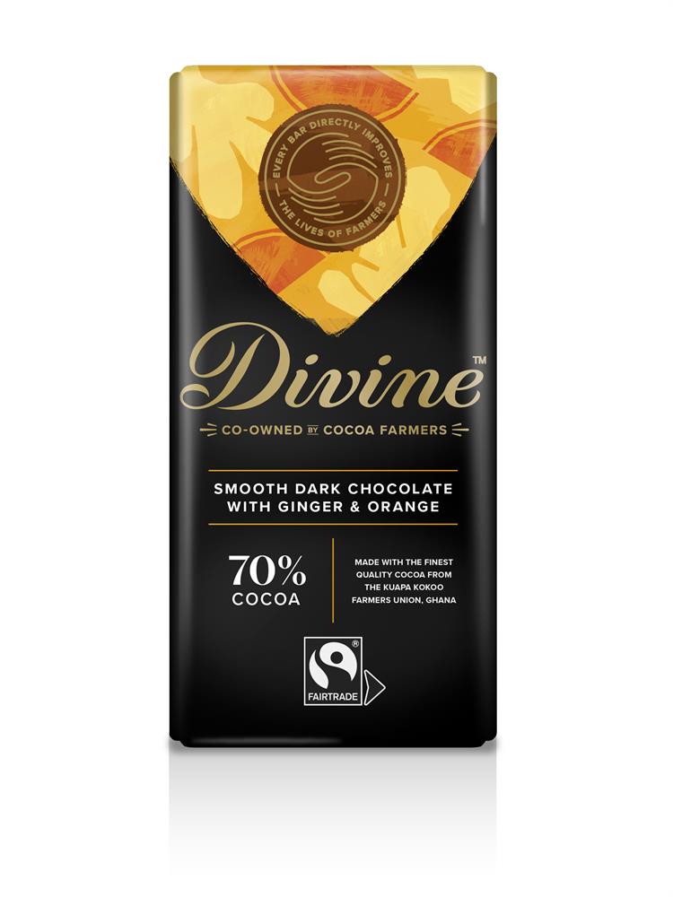 Divine Dark Chocolate Ginger & Orange 90g - Pack of 3