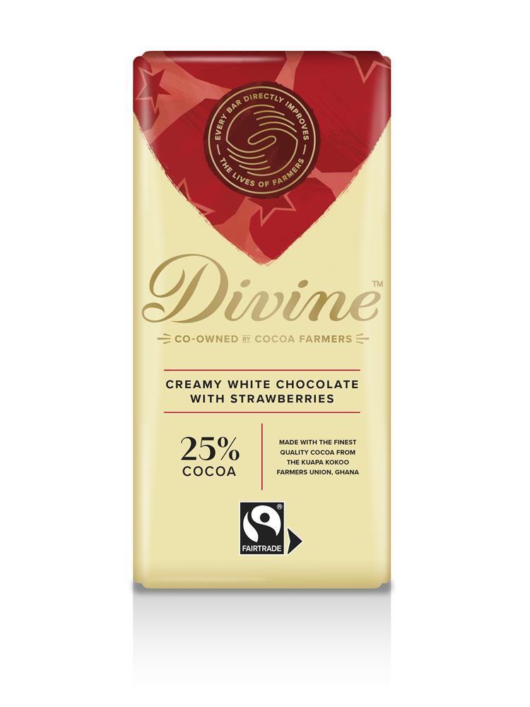 Divine White Chocolate with Strawberries 90g - Pack of 3