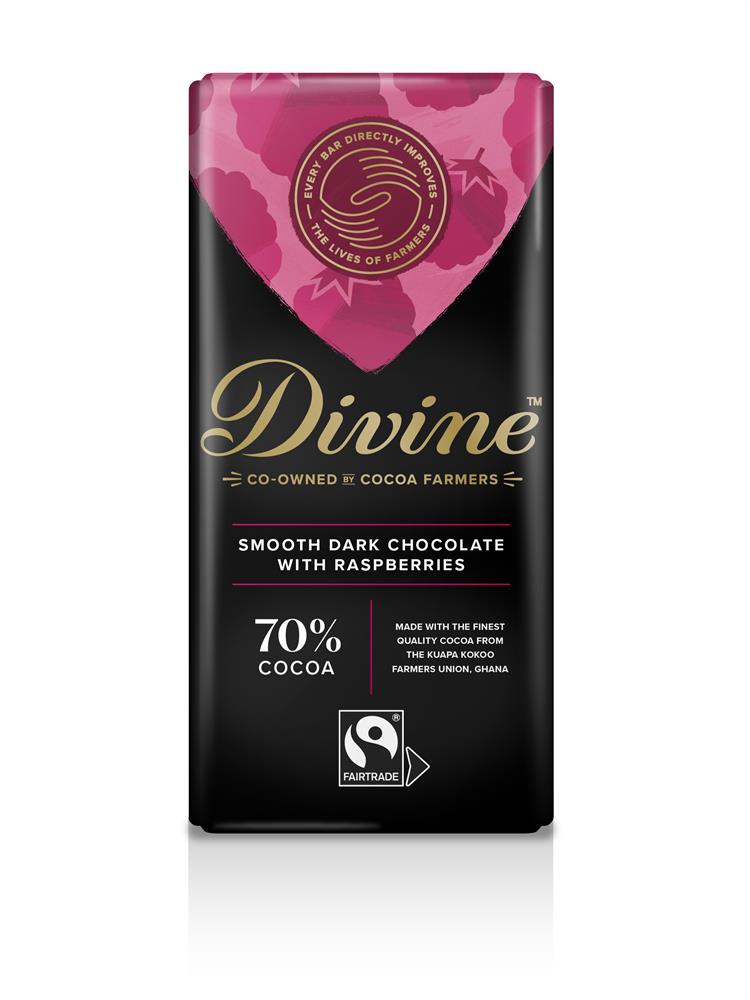 Divine Dark Chocolate with Raspberries 90g - Pack of 3